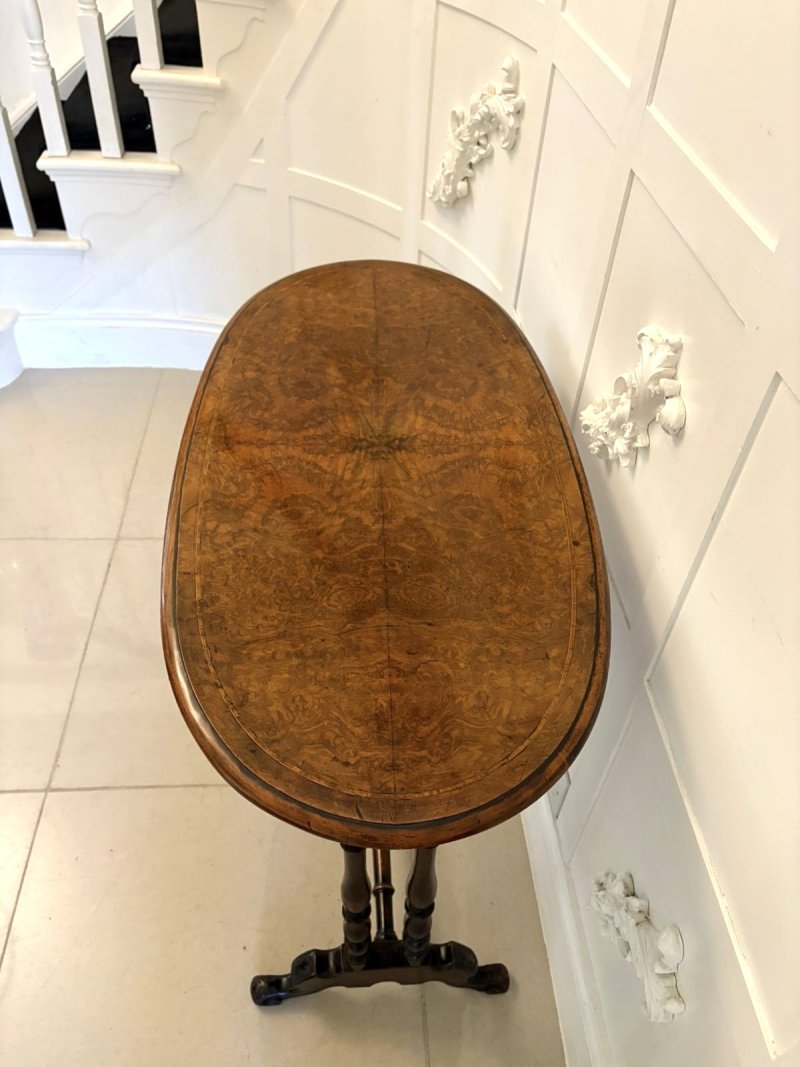 Antique Victorian Quality Burr Walnut Oval Centre/Lamp Table - Image 3